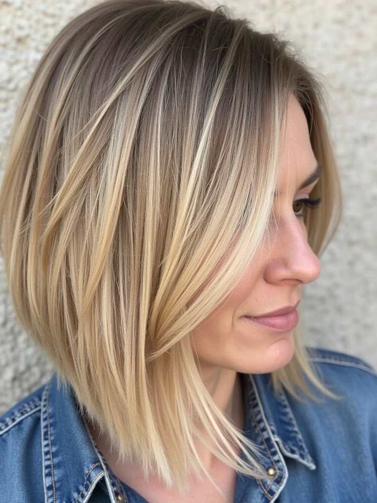 Shoulder Length Asymmetrical Bob for Thin, Fine Hair