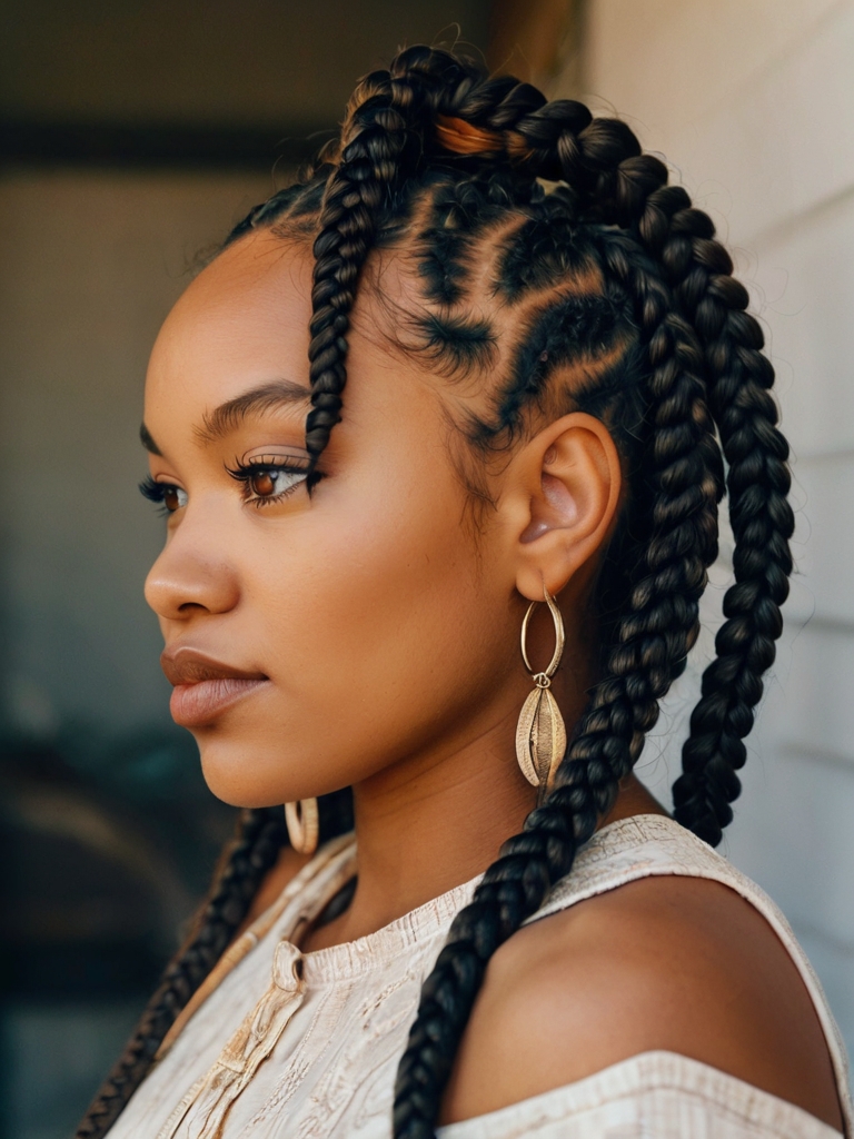 Latest Hair Braids: Half Cornrows Half Box Braids