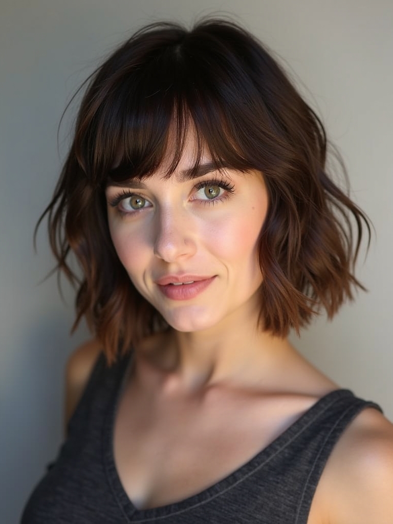Shoulder Length Feathered Bob for Thin, Fine Hair