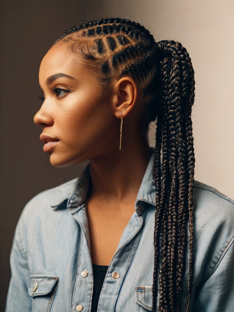 Latest Hair Braids: Triangle Part Box Braids