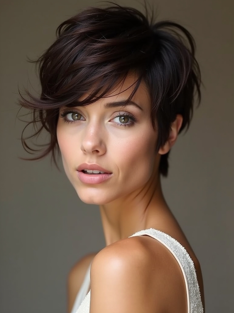 Short Messy Haircuts For Women: The Curly Pixie with Disheveled Top